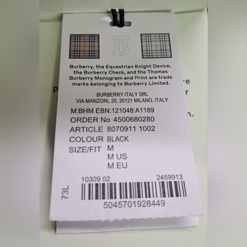 NWT Burberry Men's T-Shirt Tee Black Power Fist TB Logo Organic Medium - Picture 11 of 16